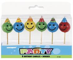 Unique Party - 71185 - Bougies dAnniversaire - Forme de Smiley - Coloris Aléatoire