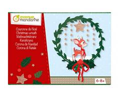 Avenue Mandarine kC061C - Une boite créative Couronne de Noël comprenant une couronne ronde diamètre 15 cm, 3 planches de motifs imprimés et un tube de colle (notice incluse)