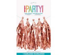 Unique Party 62949 62949-2,7 m Guirlande de pompons en aluminium or rose