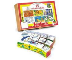 JeuJura - Jouet en bois - Eveil - Les Animaux - 15 Cubes