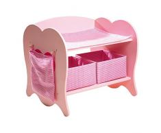 small foot 4724 Table à langer en bois, avec 2 boîtes en tissu, un sac en tissu et une couverture, pour poupées jusquà 50 cm, à partir de 3 ans