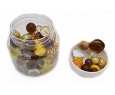 MaRécréation- Bocal de Billes en Verre, NJ-C4CD-O6HD, Jaune