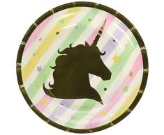 Creative Convertting 8C329410 Assiette métallique Motif licorne Multicolore 18 cm