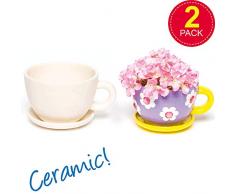 Baker Ross Pots de Fleurs Tasse et sous-Tasse en céramique(Boîte de 2)