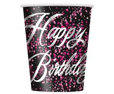 Unique Party 57476 Glitz Rose Foil Anniversaire Papier Tasses, Lot de 8