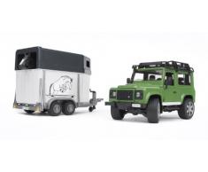 Bruder - 2592 - Véhicule Miniature - Modèles Simples - Land Rover Defender 90 Break avec Van et un Cheval
