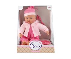 Toi-Toys 02028Z BEAU- Poupée rose, poupée avec assiette et couverts, env. 40 cm