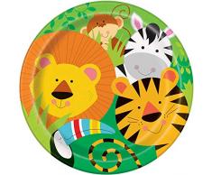 Unique Party 52085 - Assiettes en Carton - 23 cm - Fête à thème des Animaux de Jungle - Paquet de 8