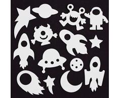 Baker Ross Autocollants système Solaire Autocollants fluorescents (Paquet de 100) - Loisirs créatifs pour Enfants