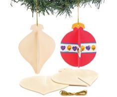 Boules de Noël 3D en Bois parfaites pour Les Loisirs créatifs et Les décorations de Noël des Enfants (Lot de 6)