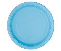 Unique Party - 30897 - Paquet de 8 Assiettes en Carton - 21,9 cm - Bleu Pastel