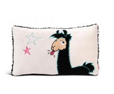 NICI 43576 Lama Lorenzo Coussin rectangulaire Blanc/Noir 43 x 25 cm