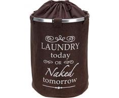 Pippa&Jones Panier à Linge avec Anneau en Aluminium Marron foncé 38 x 54 cm