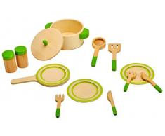 Idena 4100075 Petit Ensemble de Vaisselle de Cuisine en Bois avec de Nombreux Accessoires pour Cuisine et Placard dachat à partir de 3 Ans 13 pièces