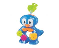 LUDI - Un grand pingouin pour jouer à lheure du bain. Dès 12 mois. Fixations ventouses. Coffret de jeux deau : moulins, verres gigognes percés, coupelle et 3 petits pingouins - réf. 2240