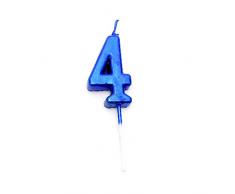 Gifts SHATCHI-1260 Lot de 4 bougies en forme de chiffre Shatchi Bleu