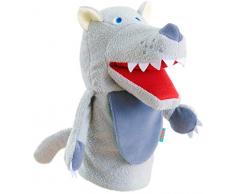 HABA 303276 - Marionnette Petit Loup Mangetout - une marionnette en gants de loup avec un sac intégré dans le ventre pour nourrir le loup affamé