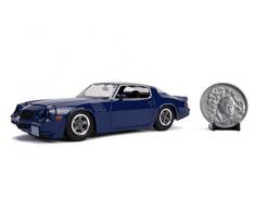 Jada Toys- Stranger Things coche Chevy Camaro Metal 1979 Z28 Con moneda 1:24 Voiture Miniature de Collection, 253255002-31110BL, Bleu