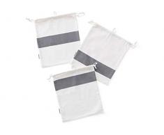 Kids Concept 1000386 Lot de 3 sachets en Coton Gris/Bleu pour Meubles, décoration et Rangement pour Enfants