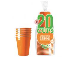 Pack de x20 Original Orange Cups Officiels | Gobelets Américains 53cl Oranges | Beer Pong | Qualité Premium | Gobelets en Plastique Réutilisables | Lavables Main et Lave-Vaisselle | OriginalCup®