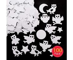 Baker Ross Autocollants hiboux fluorescents (Paquet de 100) - Loisirs créatifs pour Enfants