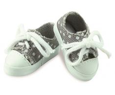 Petitcollin – Petitcollin603404 Chaussures de Toile Gris à Pois Blancs pour poupée Minouche