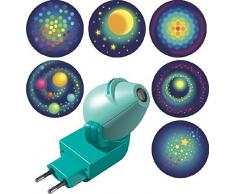 HABA Prise de courant galaxie arc-en-ciel, veilleuse bleue avec 6 motifs despace changeant colorés, orientable sur 360°. , 302145