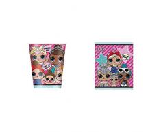 Unique Party- Tasses, 79116 & Sacs, 79123, Multicolore