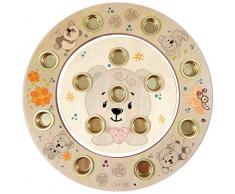 Hess 15648 Bagues danniversaire en Bois Ours Nature pour 14 Bougies Env. 16 cm, Multicolore