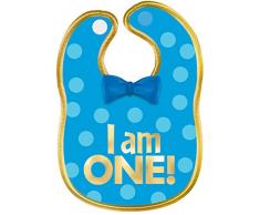 Amscan International 430585 Accessoire de Costume, Bavoir Tissu 1st Birtday Bleu