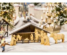 Noch- Crèche de marché de Noël avec Figurines d’Aspect Bois, 14394, coloré