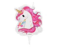 Dekora 345371 Bougie danniversaire Motif licorne Rose