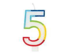 Unique Party 19945 Bougie danniversaire Motif bordure arc-en-ciel Numéro 5