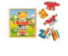 Woodyland Ankleide Ours Jigsaw Puzzle Puzzle en Bois Jouet en Bois