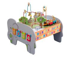 KidKraft 17508 Table dactivité enfant en bois Deluxe, jeu déveil incluant boulier, animaux, train…