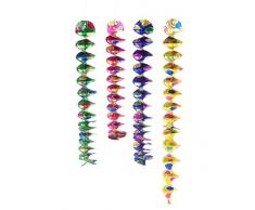 amscan Lot de 4 guirlandes à confettis en Spirale Ø 5 cm x 60 cm