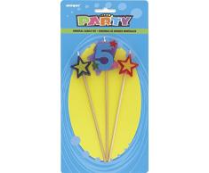 Unique Party - 34045 - Lot de 3 Bougies dAnniversaire de Numéro 5 - Étoilées