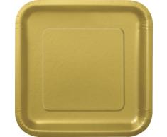 Unique Party - 33243 - Paquet de 14 Assiettes en Carton - 23 cm - Or