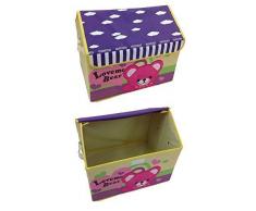 GMMH Design Boîte à Jouets avec Broderie Maison Ours 42 cm x 31 cm x 34 cm Boîte de Rangement Boîte à Jouets Rangement Tonne Meubles pour Enfants