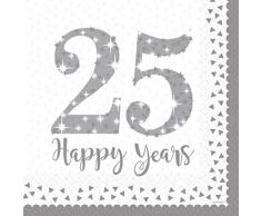 Amscan International 9902198 33 cm Sparkling Silver Anniversary Serviettes de Table