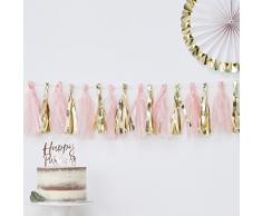 Ginger Ray Lot de 16 guirlandes de fête prénatale avec pompons Rose et doré