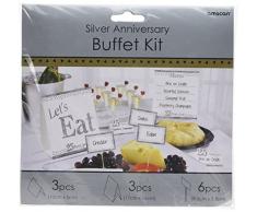 Amscan International 9902209 Sparkling Silver Anniversary Buffet kit