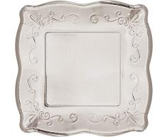 Partycolare Elise Lot de 8 Assiettes en Papier Argenté 17,8 x 17,8 cm