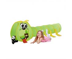 Relaxdays- Tunnel Chenille Enfants Pop Up Tente Jeu Plein-air Jouet Ramper intérieur extérieur, Vert, 10022469