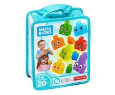 Mega Bloks Sac de Blocs Emotions, briques et jeu de construction, 20 pièces, jouet pour bébé et enfant de 1 à 5 ans, FLT38