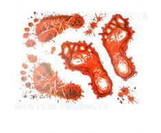 Gifts SHATCHI-931 Autocollant mural effrayant pour fenêtre dHalloween Motif pieds sanglants Rouge