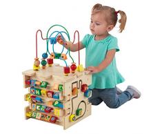 KidKraft 63298 Cube dactivités en bois Deluxe, jeu déveil premier âge, boulier enfant pour apprendre à identifier les couleurs, formes, lettres et chiffres