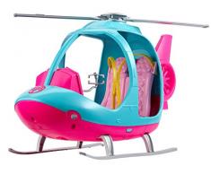 Barbie Voyage Hélicoptère rose et bleu pour poupée avec hélice rotative, jouet pour enfant, FWY29