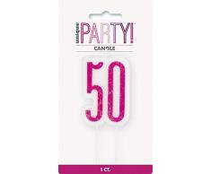 Unique Party- Bougie, 83895, Rose/argenté