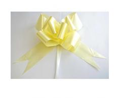 Shatchi Lot de 10 nœuds à tirer en ruban pour décoration murale de fête, emballages cadeaux, arbres de Noël, mariages, anniversaires Jaune clair 30 mm/3 cm